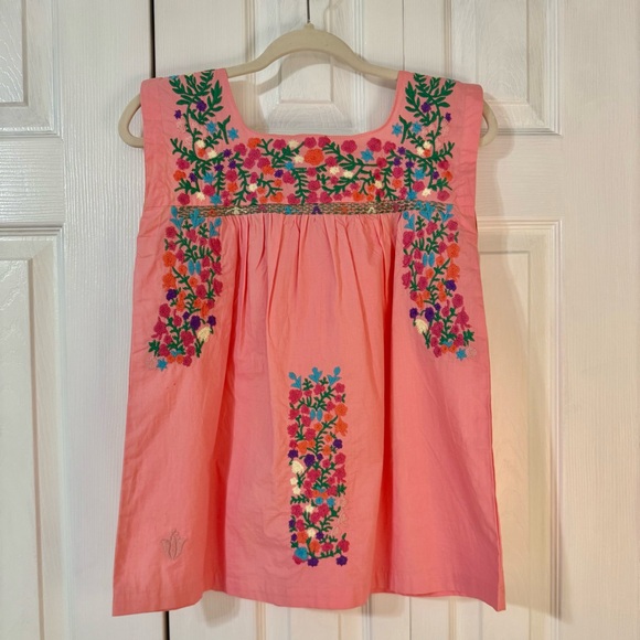 J.Marie Tops - J.Marie Floral Embroidered Pink Sleeveless Boutique Top for Spring or Summer